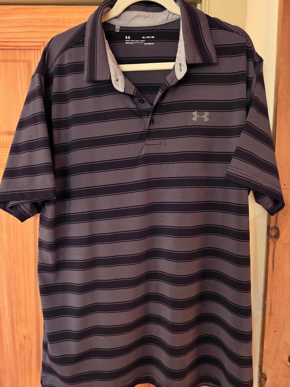Under Armour Men’s Dark Gray & Black Striped Polo